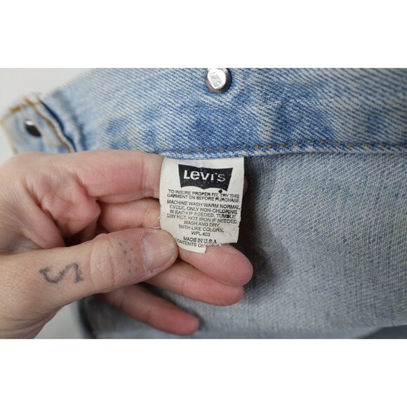 Vintage 90s Levis Mens 2XL XXL Distressed Type III Denim Trucker Jacket Blue USA - Picture 11 of 16